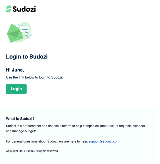 Sudozi magic link email