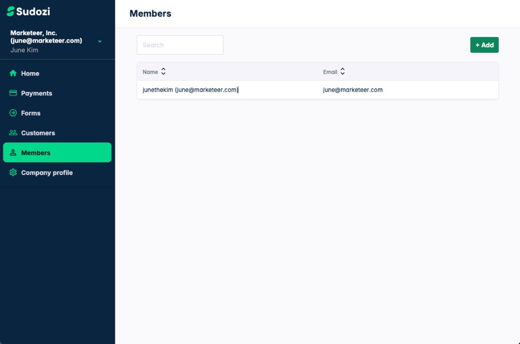 Vendor Portal Members tab